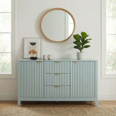 Modern Accent Sideboard With Fluted Front, Adjustable Shelves, Removable Legs, Metal Handles & Multifunctional Storage – Ideal For Dining Room, Living by George Oliver