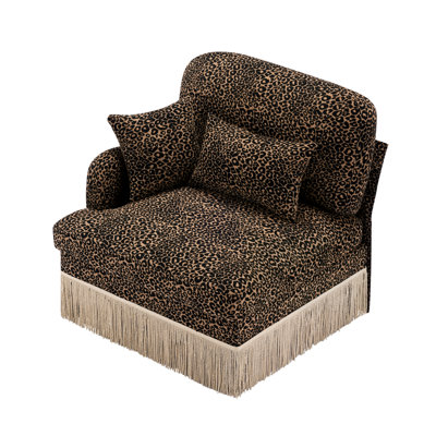 Sofa LSF Leopard Chenille W/Pillows -Brown Black