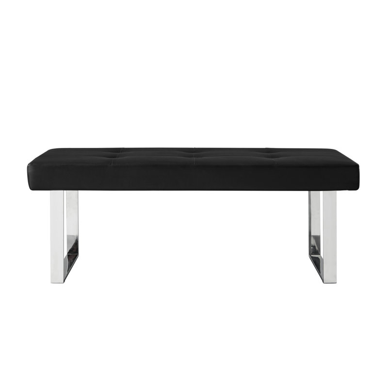Banc en cuir pour salle de séjour Cooper, Noir
