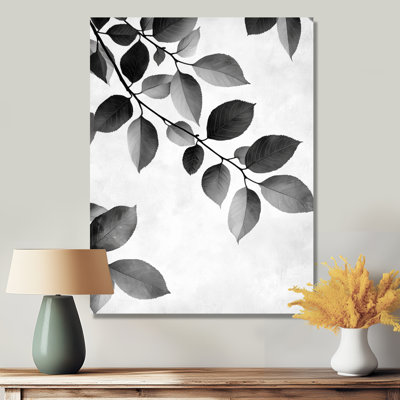 «Black Leaves Gentle Breeze I», art mural en métal traditionnel, impression sur métal