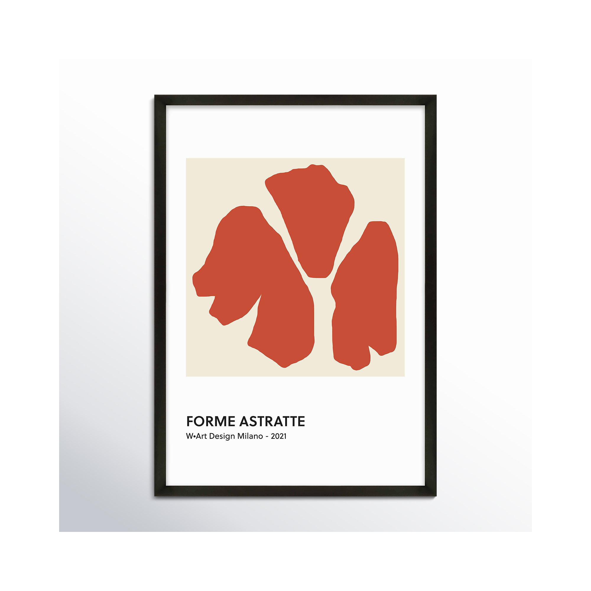 Forme Astratte Red by Romina Gadler, 50" H x 35" W x 1.25" D, Black Framed Paper