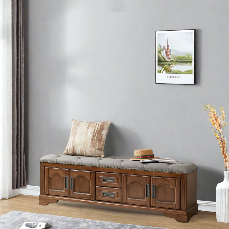 8 Pair Shoe Storage Bench, Gray