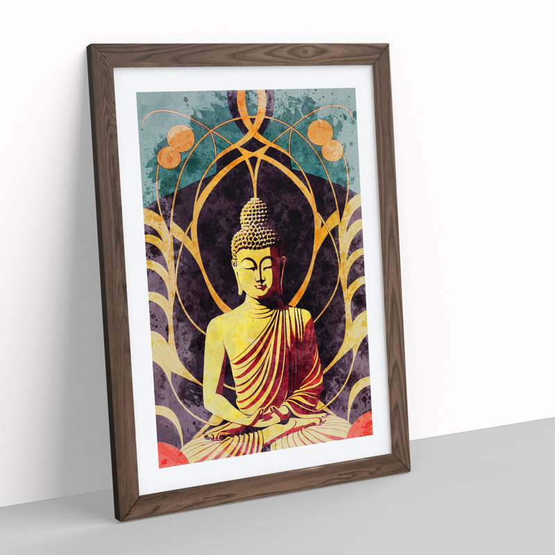 Splendid Buddha - Framed Print, 46cm H x 34cm W x 2cm D, Brown Framed