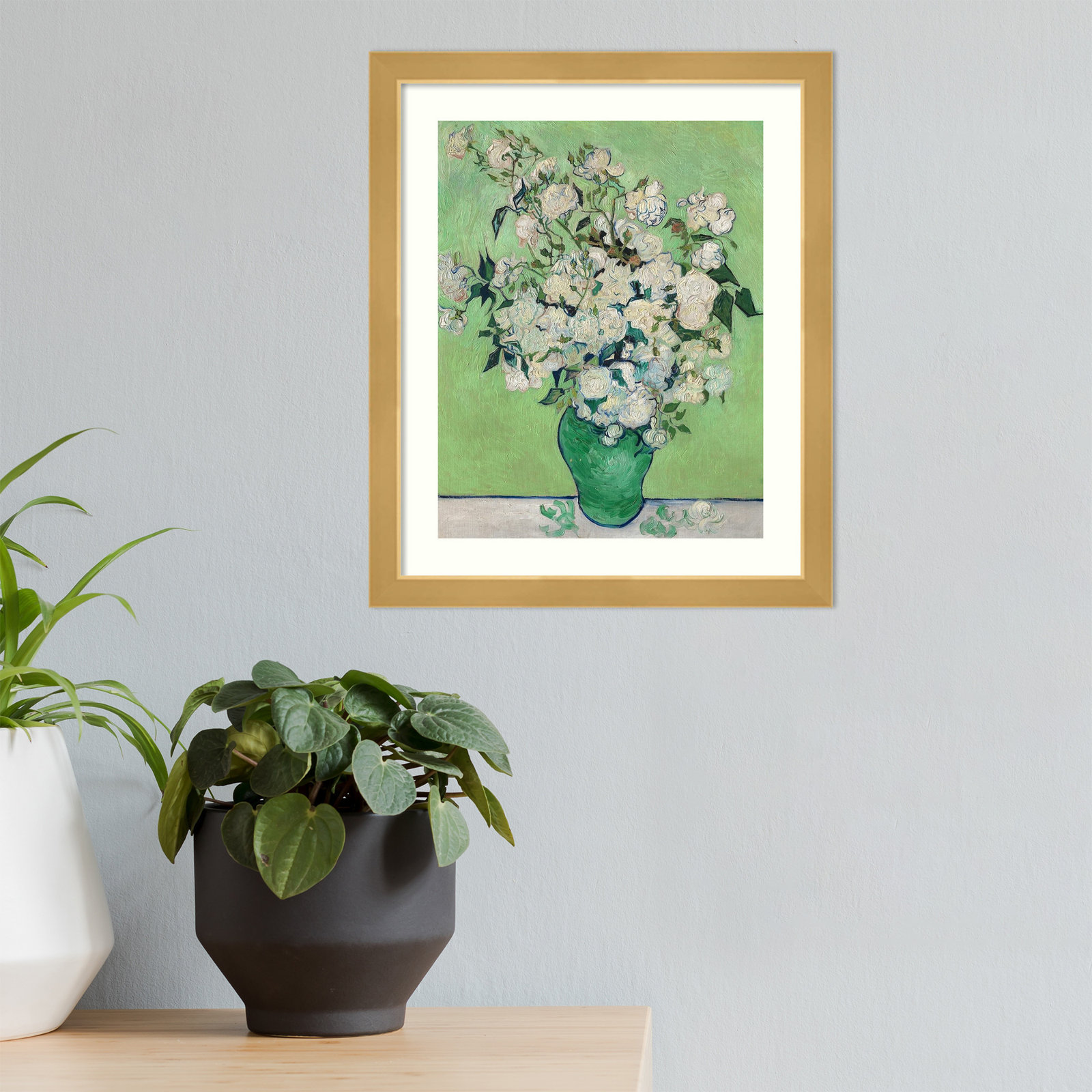 Roses by Vincent Van Gogh, Gold, 13.17" H x 11.05" W x 0.88" D