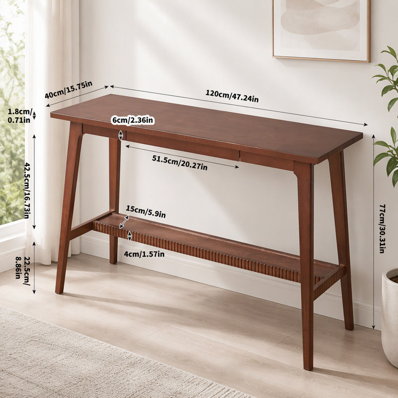 Bureau d'étude en bois massif avec plateau pour clavier