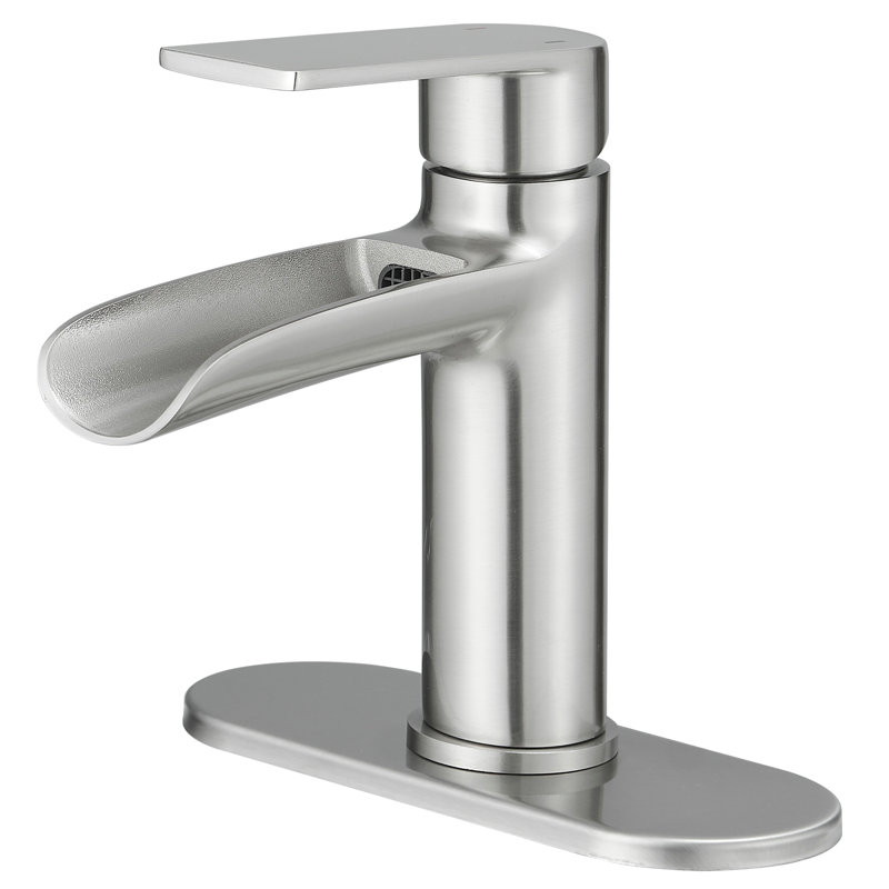 Robinet pour salle de bain à poignée simple Waterfall, Nickel brossé