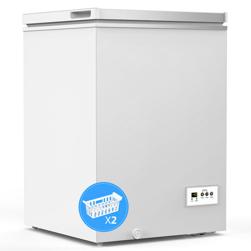3.5 Cu. Ft Chest Freezer, Ultra-Low Temperature (-40°F-12°F), Small Deep Freezer with Removable Basket Free Standing Top open Door Perfect for Home Dorm, Office,Bar, Kitchen White