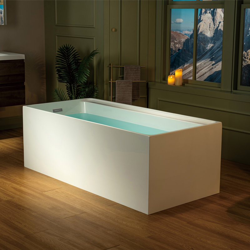 Baignoire de trempage avec bonde réversible, Chrome, H 22,87 po x L 59 po x l 29,5 po