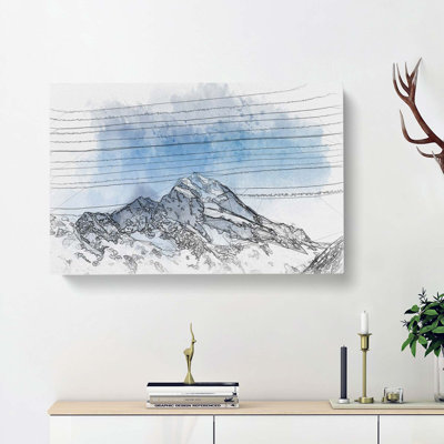 Snow Covered Aoraki Mount Cook in Abstract - Wrapped Canvas Drawing - Wrapped Canvas