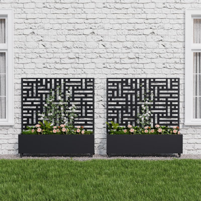 Lit de jardin surélevé autoportant en métal avec treillis pour plantes grimpantes