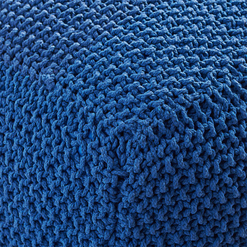 Hollis Knitted Cotton Pouf Cube 20 X 20 X 16 Pouf, Navy Cotton