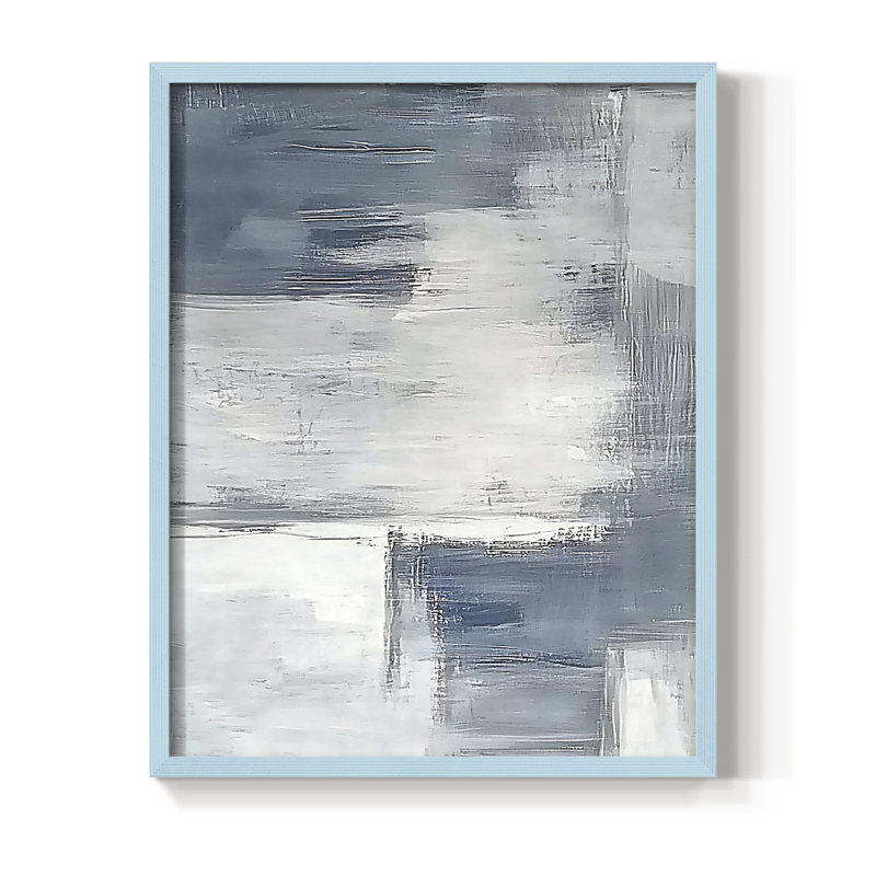 Abstrait, encadré, prêt à accrocher , Bleu, H 10 po x l 8 po