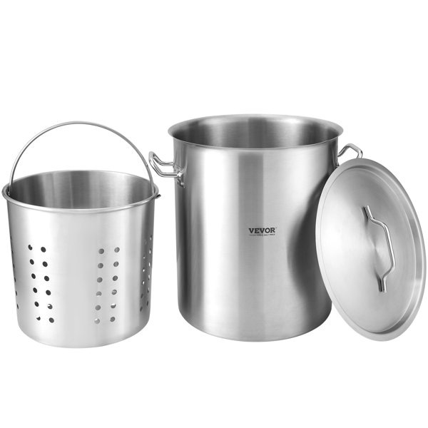 VEVOR Stainless Steel Stockpot, 42 Quart Large Cooking Pots, Cookware Sauce  Pot with Strainer, Lid, and Handle, Heavy Duty Commercial Grade Stock Pot