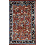Red Hand-Knotted Wool Floral Symmetrical Classic Traditional Modern Contemporary Carpet Rug