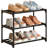 Metal Stackable Small Shoe Rack Organizer, Narrow Shoe Racks For Closets Entryway, Shoe Stand,shoe Shelf With Handle (3-tier-black)