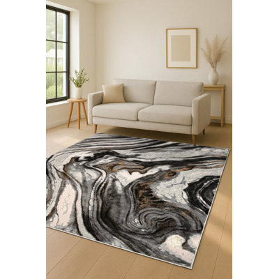  Tapis de chambre à coucher abstrait terre ivoire 2X3 Ft
