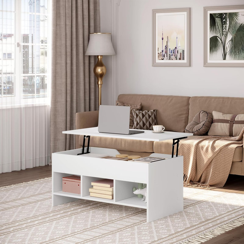 Ordhan Lift Top Double Pedestal Coffee Table with Storage