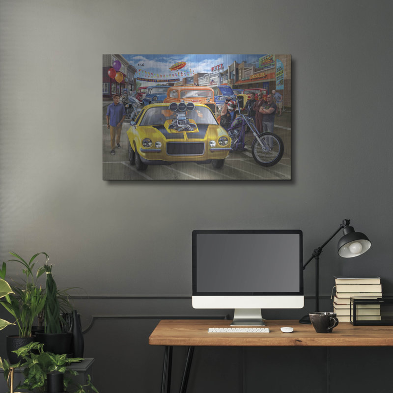 Lark Manor ™ «Main Street Muscle» par Bigelow, illustrations en métal, H 24 po x l 36 po