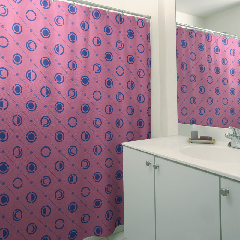 Rideau de douche à phases simples classic moon Noira Gothard, Rose / bleu marine