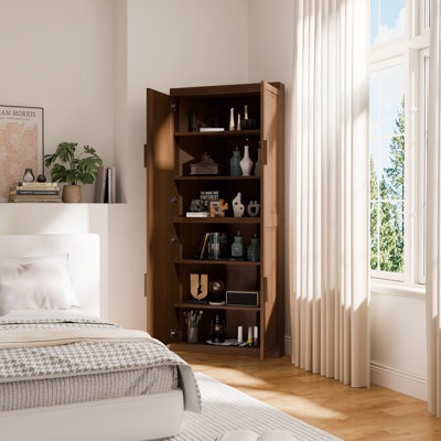 Ensemble de 2 armoires d'appoint en coin avec portes et rangement peu encombrant P 16 po x l 31 po x H 72 po