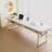 White solid wood study desk Double desk with Drawers-425000427