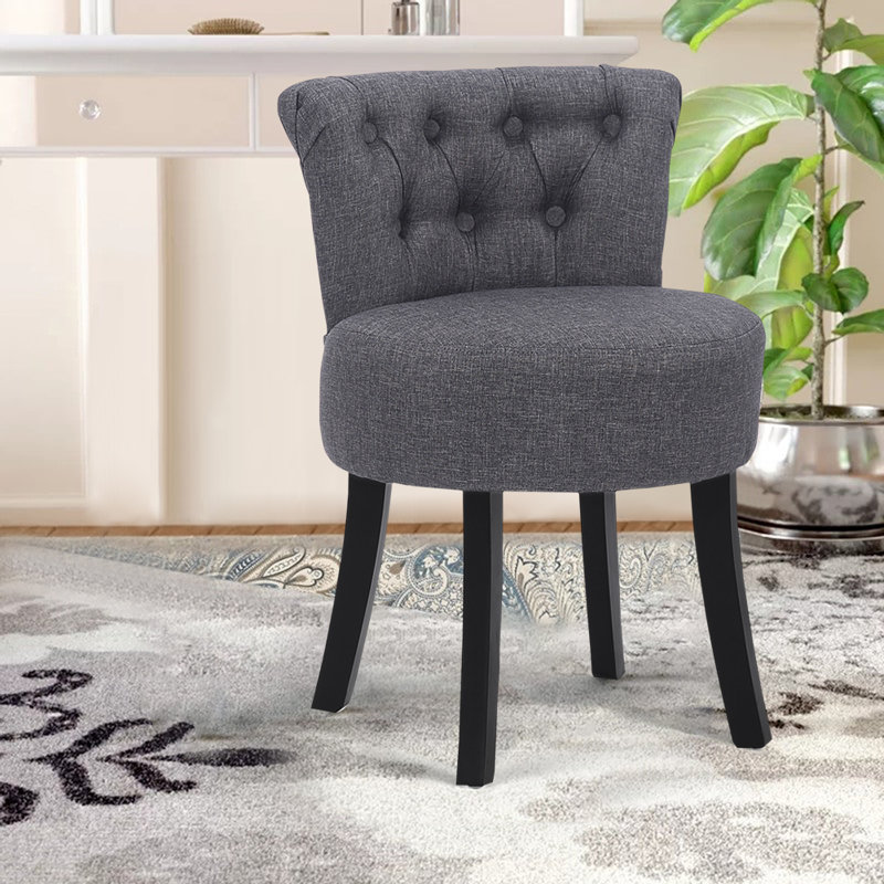 Lang Solid Wood Accent Stool, Dark Grey