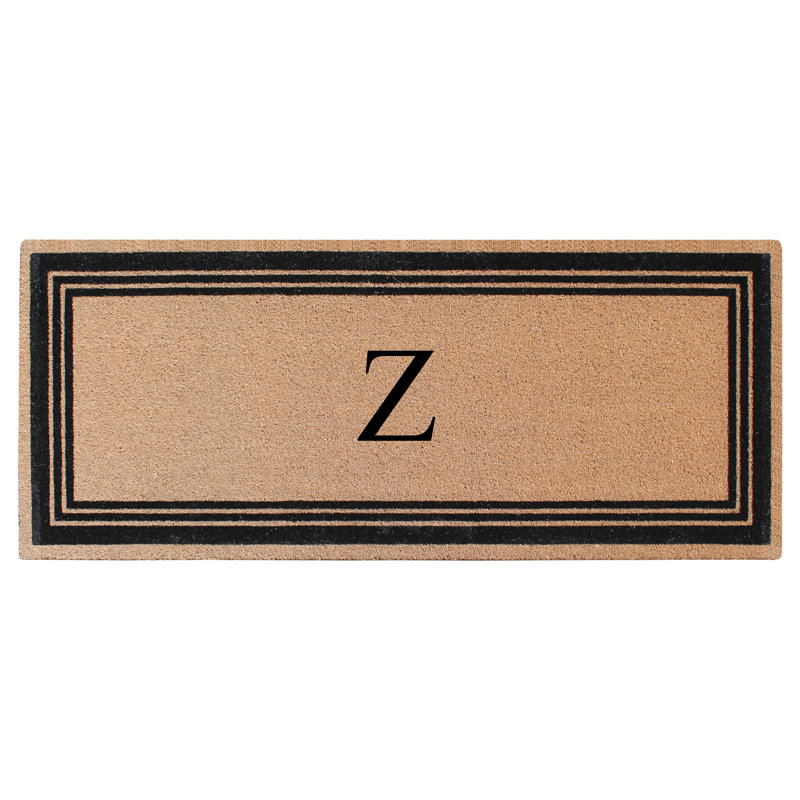 Monogrammed Triple Classic Border Natural Coir Door Mat with PVC Backing – Heavy-Duty, Anti-Shed & Easy to Clean, 57" x 24"
