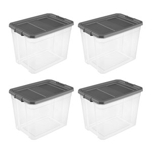 Sterilite 108 Qt Modular Stacker Box, Stackable Storage Bin, Lid, Heavy Duty Latches, Container