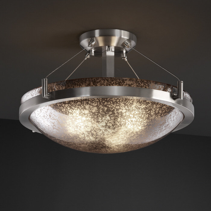 Aleyla Artisan Glass Semi Flush Mount, Matte Black, Mercury