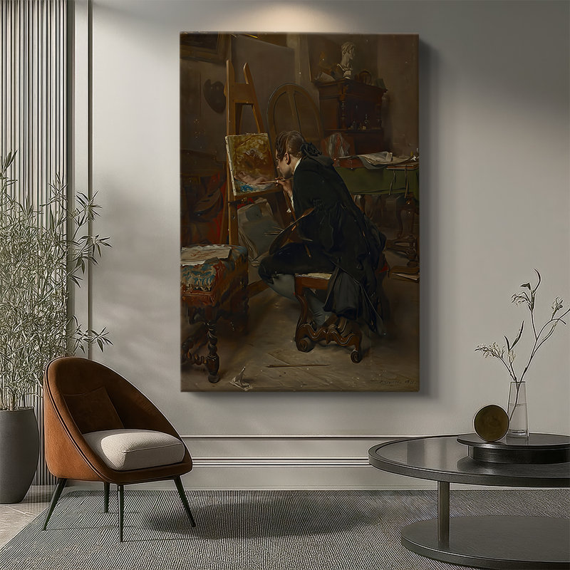A Painter - Gallery, toile tendue par Jean-Louis-Ernest Meissonier, 40 po x 60 po