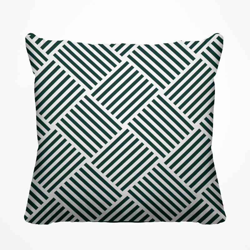 Langley Geometric Outdoor Reversible Throw Pillow, 15H" x 15W", Emerald