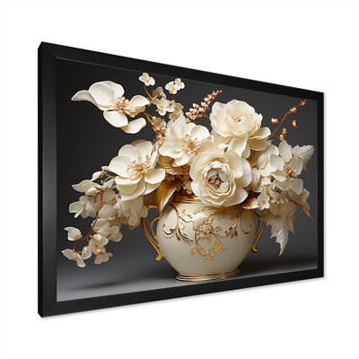 Impression sur toile Baroque Hydrangea blanc et or VII - Hydrangea