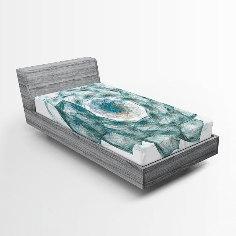 Drap-housse bleu sarcelle Ambesonne, Twin Fitted Sheet