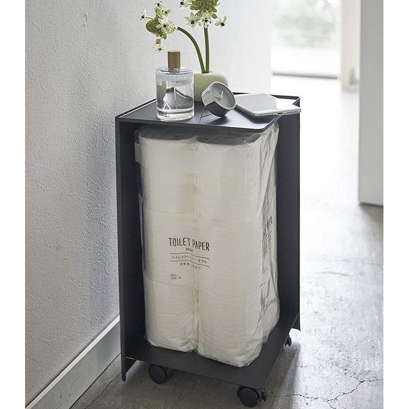 White Steel Rolling Bathroom Organizer with Wheels