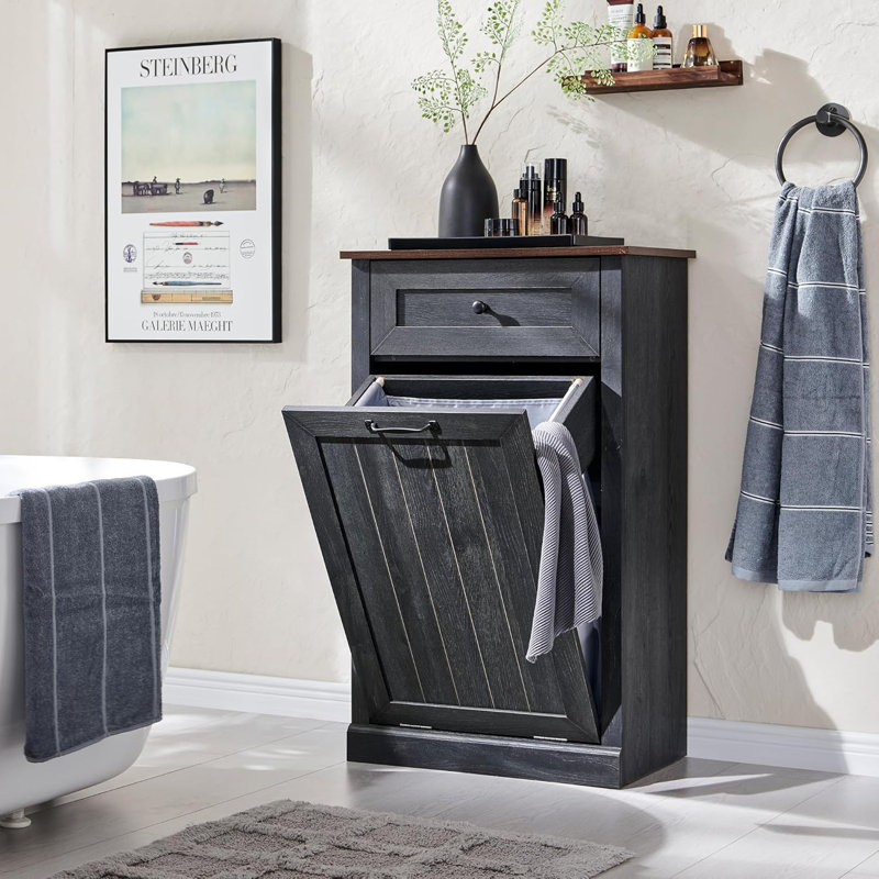 Tilted Laundry Basket Cabinet