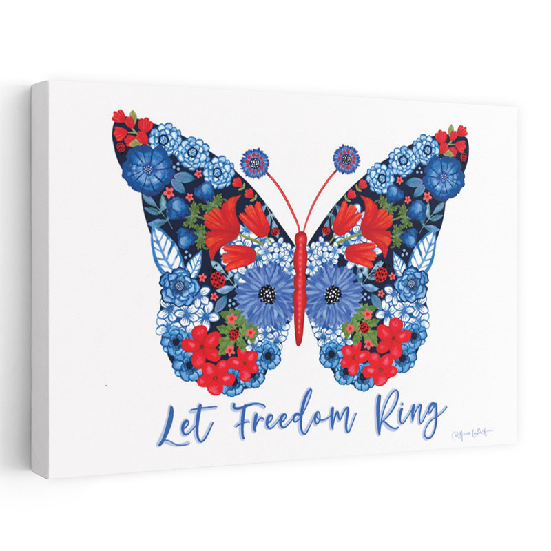 «Let Freedom Ring Butterfly», art contemporain abstrait fantaisiste, H 24 po x l 36 po
