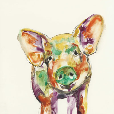 «Hi Fi Farm Animals IV» par Jennifer Goldberger - peinture sur toile tendue