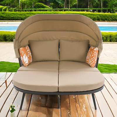 Breyana 74.8'' Wide Outdoor U-Shaped Patio Daybed with Cushions -  George Oliver, 0174E04B6A8E4433990597F5656318BD