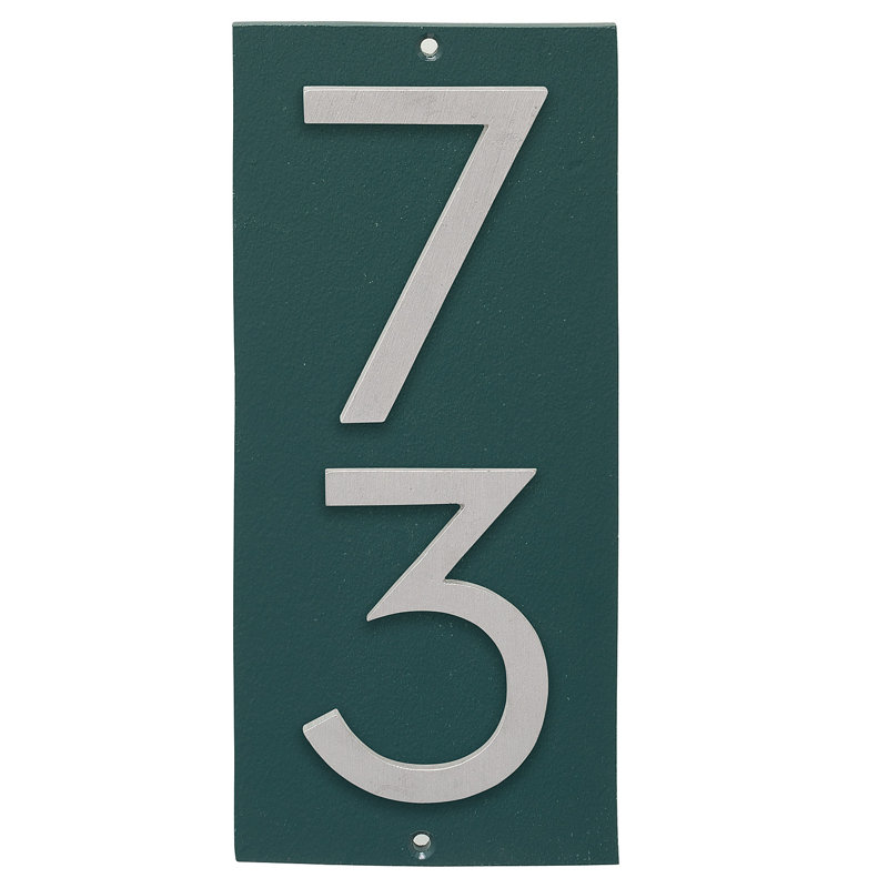 Floating 1-Line Wall Address Plaque, Hunter Green, Brushed Aluminum, Yes