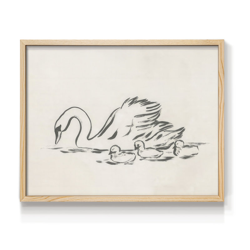 Esquisse de cygne IV - reproduction encadrée, H 8 po x l 10 po, Naturel
