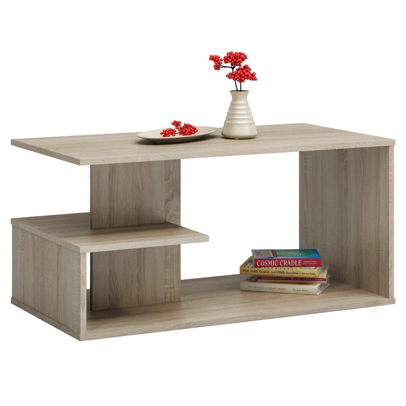 Littell Floor Shelf Coffee Table with Storage, Sonoma
