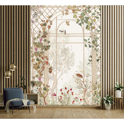 Botanical Greenhouse Print Textured Wallpaper