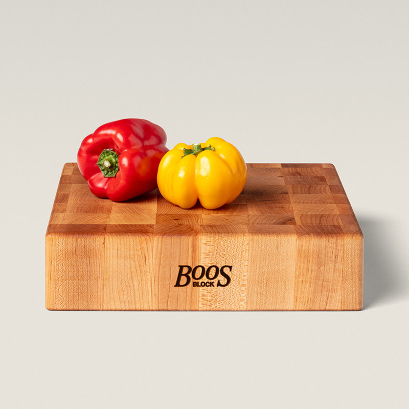 John Boos Chinese Cutting Board 3" End Grain Reversible, 12" x 12'', Maple