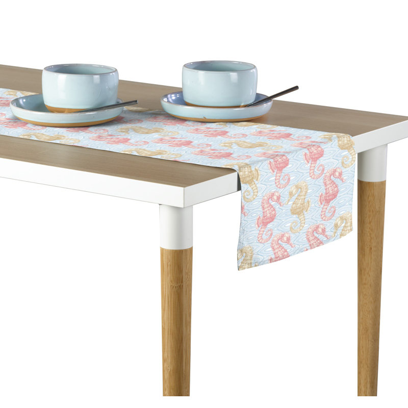 Camie Geometric Table Runner, 108" L x 14" D, Coral
