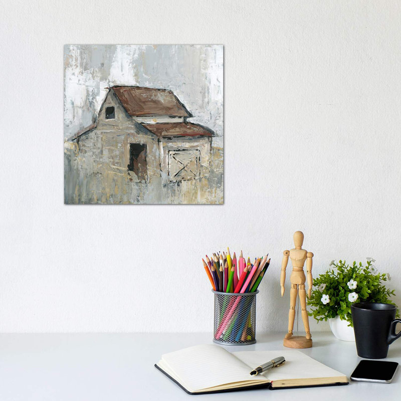 Grange à midi par Carol Robinson - reproduction d'art, Toile tendue, H 12 po x l 12 po x P 0,75 po