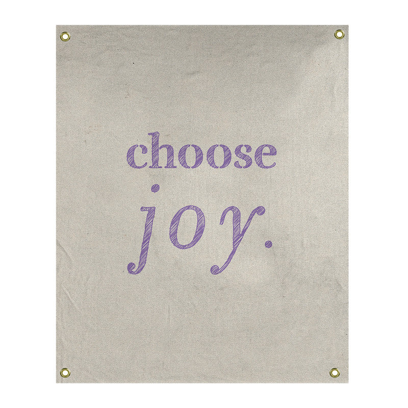 Tapisserie de polyester, choisir la joie citation, H 36 po x l 26 po, Blanc / Mauve
