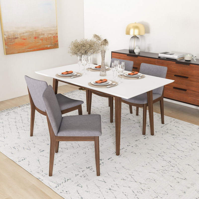 Ensemble repas pour 4 personnes Dipson, Gris clair, Blanc