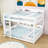 Queen Over Queen Wood Bunk Bed With Charging Station, Storage Shelves And Ladder-662756095