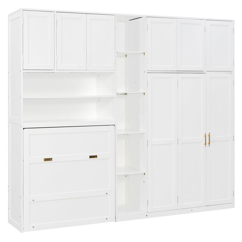 Lit escamotable avec armoire Haven, White