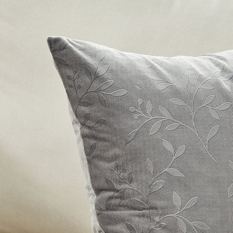 Housse de coussin en velours avec motif de feuille